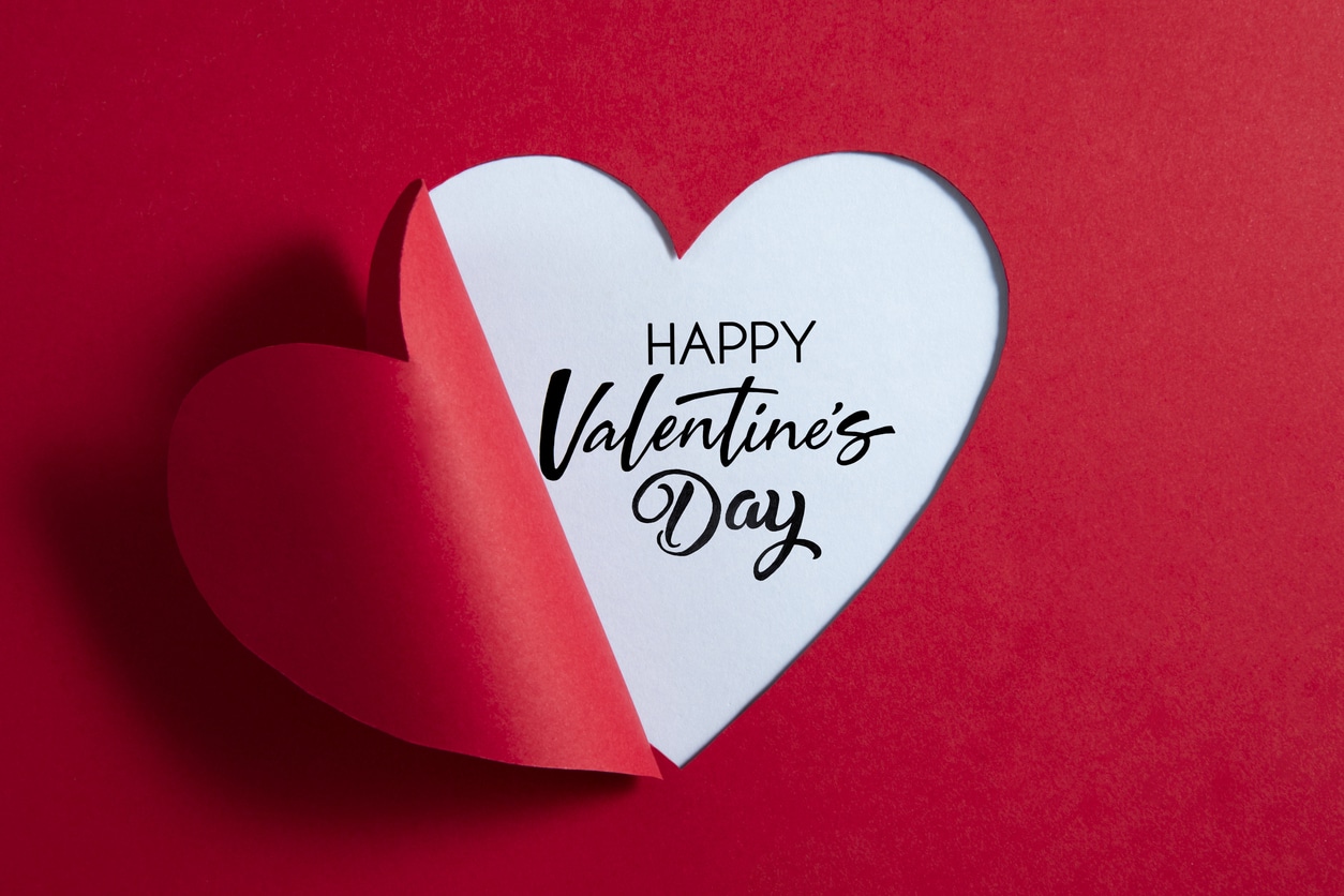 Valentine's Day Message Inside of a Heart Shaped Paper